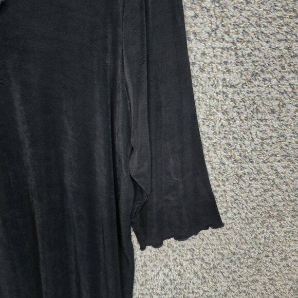 Lane Bryant Top Womens Plus 18/20 Black Slinky V Neck‎ Blouse Ruffle Stretch - Picture 2 of 7